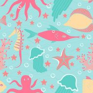 Sea world seamless pattern