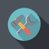 flat icon with a shadow hammer and wrench