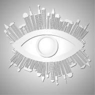 Abstract background with eye and buildings