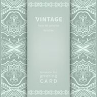 Invitation card in vintage style with lace pattern tribal ethnic N2