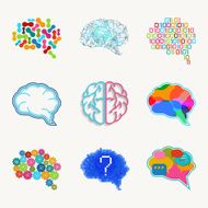 Brain creation and idea vector icon set