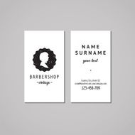Barbershop business card design concept Logo-badge with bob hairstyle woman