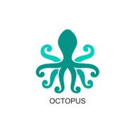 Silhouette of an octopus on light background N7