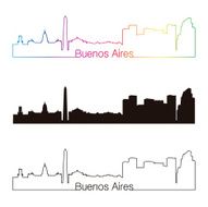 Buenos Aires skyline linear style with rainbow