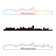 Albuquerque skyline linear style with rainbow
