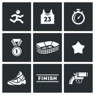 Sports jogging discipline icons set Vector Illustration