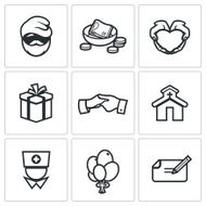 Charity Help the homeless and poor people icons set N2