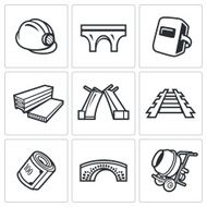 Bridge construction icons set Vector Illustration N2