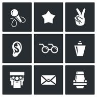 Blind listening songs artist icons set Vector Illustration N3