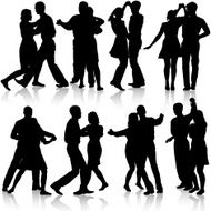 Black silhouettes Dancing on white background N2