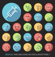 Medical Icons with Buttons on Black Background N2