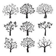 Set of black vector trees