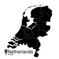 Black abstract map of Netherlands