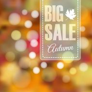 Autumn fall sale poster with blurred background and lights