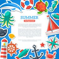 Summer Concept Flyer Template with Flat Marine icons