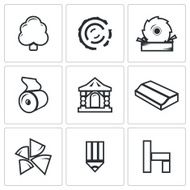 Wood products industry icons set Vector Illustration N3