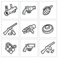 Various types of weapons icons set Vector Illustration N2