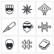Criminal racial groups in prison icons set Vector Illustration N2
