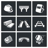 Bridge construction icons set Vector Illustration N3