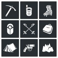 Alpinism Climbing the Mountain icons set