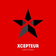 Star with letter X inside Logo template Vector design element