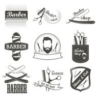 Vintage barber shop emblems label badges and designed elements N2