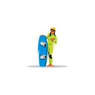 Wakeboarding girl sign Vector Illustration