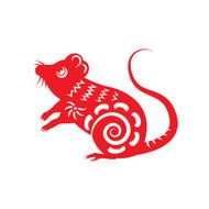 Red paper cut a rat zodiac symbols N2