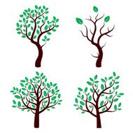 Set of vector tree with green leafs N2