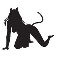 Vector silhouette of Sexy cat woman