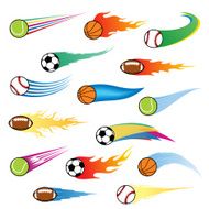 Vector color flying balls with motion trails
