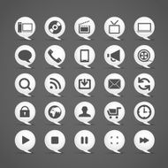 Modern media icons in clouds collection