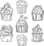 Set isolated of birthday cake N2