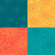 set of beautiful seamless pattern with flowers N2