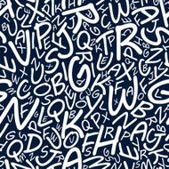 Abstract alphabet letters in seamless pattern