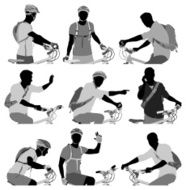 Cyclist silhouettes set