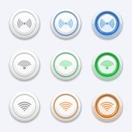 Vector button with wifi or wireless icon