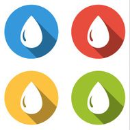 Collection of 4 isolated flat buttons for drop water