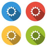 Collection of 4 isolated flat buttons for sun