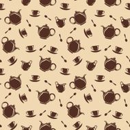 Seamless background with teapots and cups Vector illustration N2