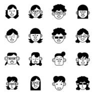 female avatar user and person icons set vector illustration