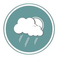 Sun and clouds with rain drops
