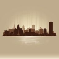 Buffalo New York brown skyline city silhouette
