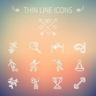Sports thin line icon set N6