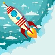 Rocket on the moon background vector illustration