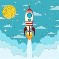 Rocket on the moon background vector illustration N2