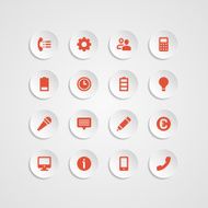 Web site vector icons set bend paper effect N23