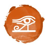 Watercolor paint stain Egypt eye of Horus