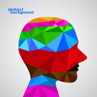 Human head from 3d geometric colorful triangles Abstract background illustration N2