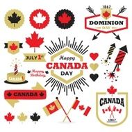 Happy Canada Day design elements set N2